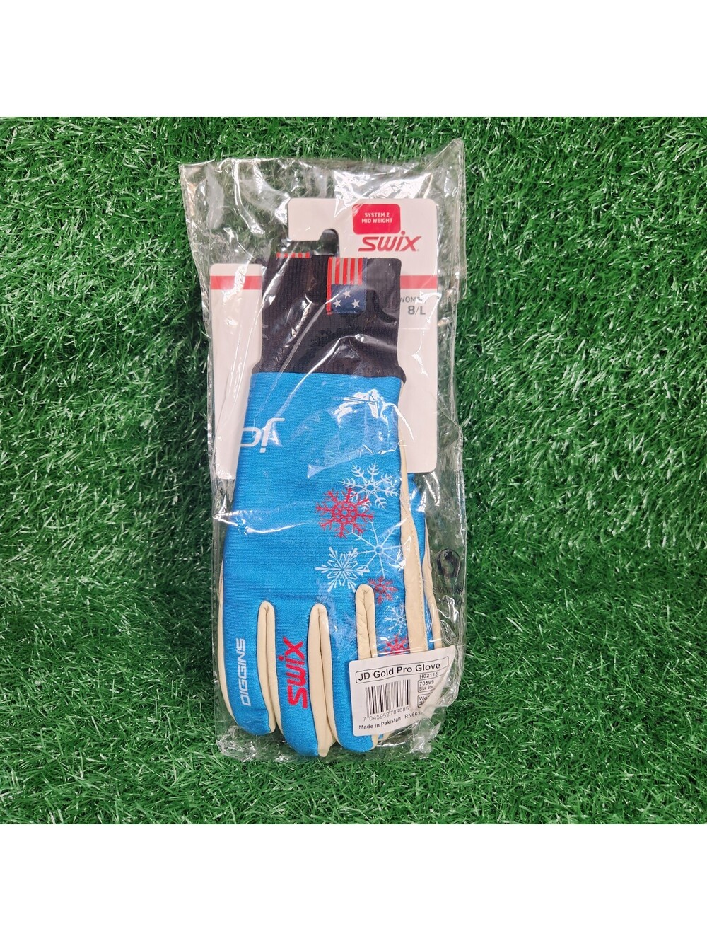 NWT Swix JD Gold Pro Nordic Ski Training Gloves Women's Size 8/L Blue Snowflake